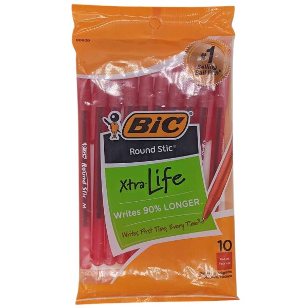 Bic Round Stic Xtra Life Kugelschreiber, rot, 10 Stk