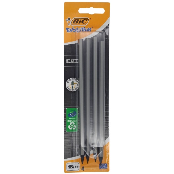 BIC Evolution Kunstharzbleistift, schwarz, 4 Stk, HB#2, Bleistifte