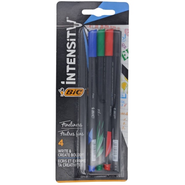 BIC Intensity Fineliner Stifte, 4 Stk, leuchtende Farben