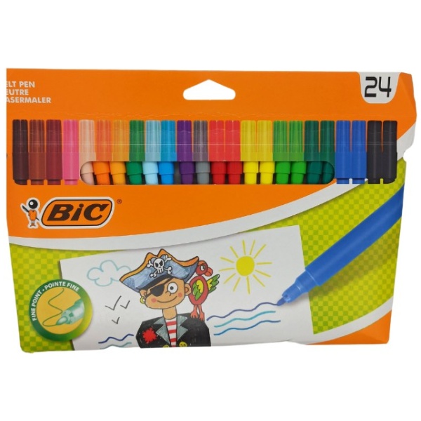 BIC Filzstifte, 24 Stk, Fasermaler, feine Spitze, Buntstifte