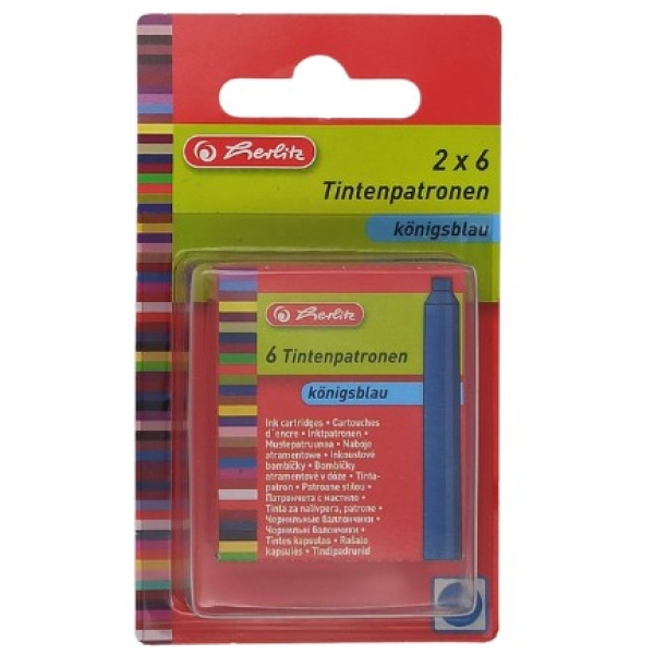 Herlitz Tintenpatronen 2x6, königsblau, Standardpatronen, Füllerpatronen