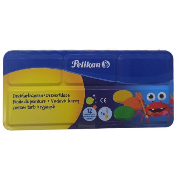 Pelikan Deckfarbkasten, 12 Farben, Deckweiß, Tuschkasten, Malkasten