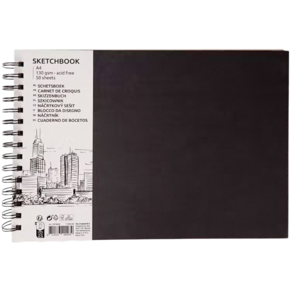 Skizzenbuch A4 50 Blatt, Hardcover Zeichenblock, Malen, Skizzieren, 130g
